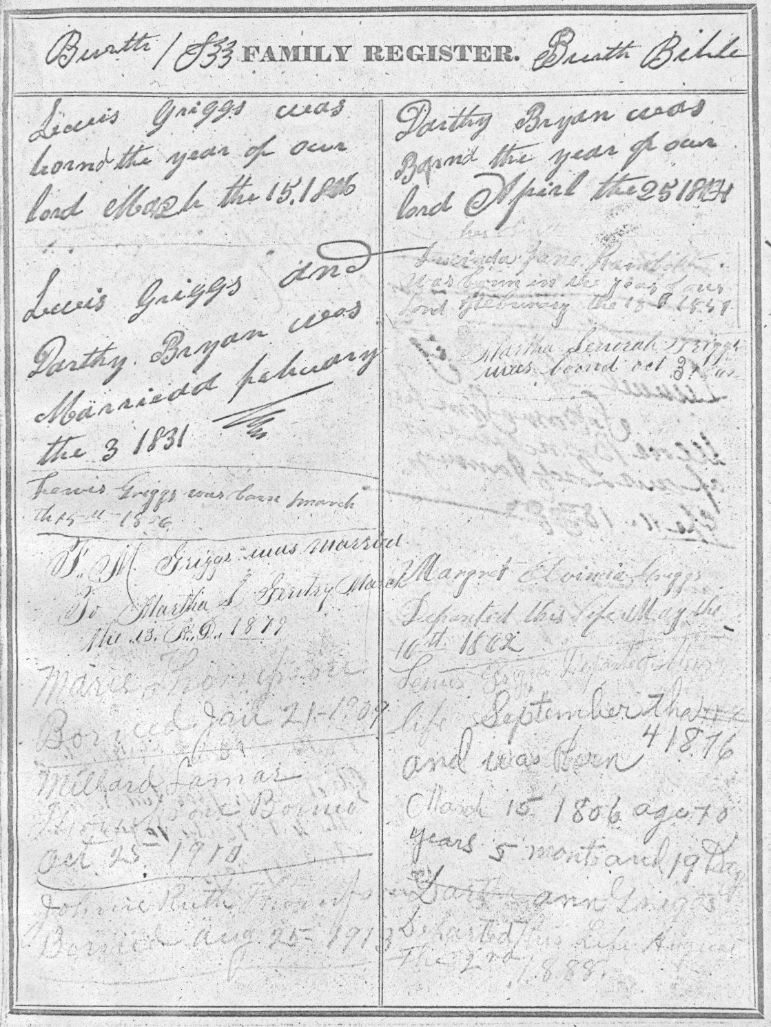 	 Lewis Griggs Bible - Page 2